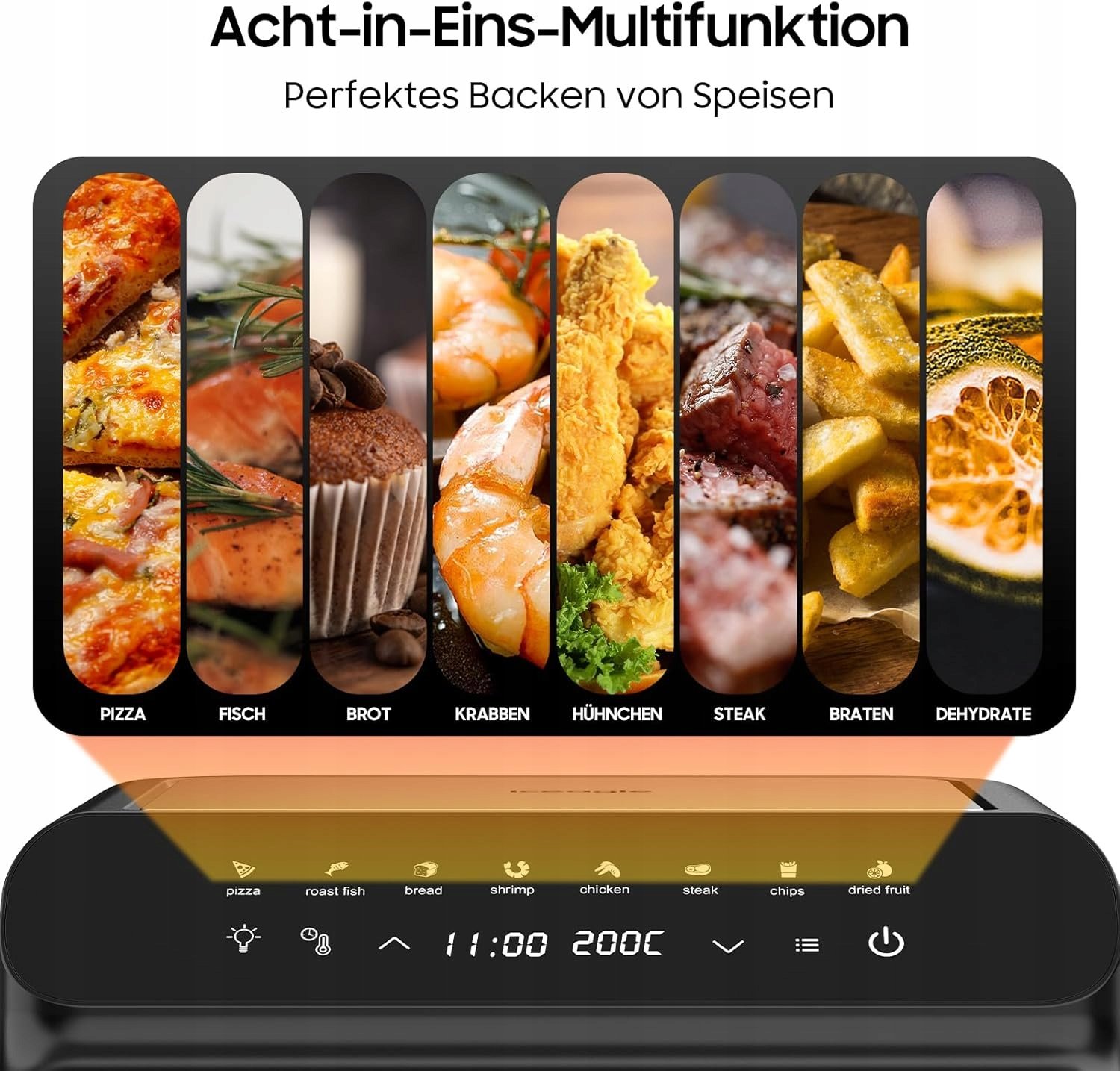 8 wszechstronnych funkcji – Grillowanie, pieczenie, prażenie i więcej