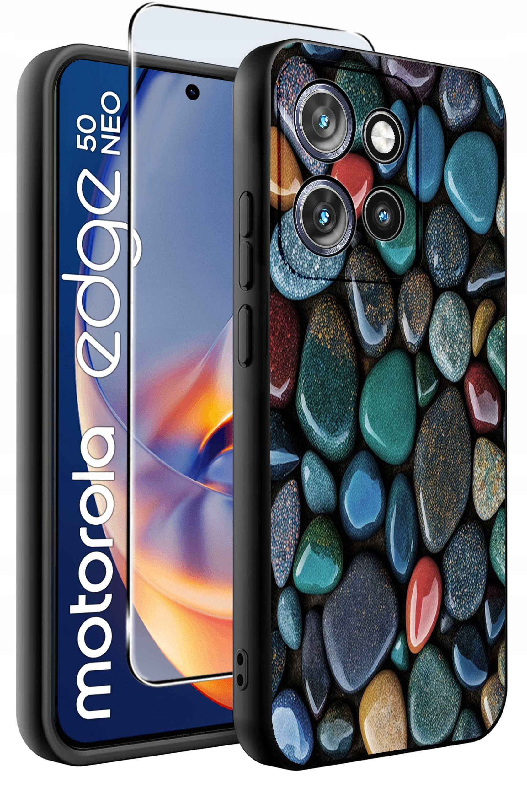 Etui do Motorola Moto EDGE 50 Neo WZORY | Silikonowe Matt Case z Szkłem Hartowanym 9H