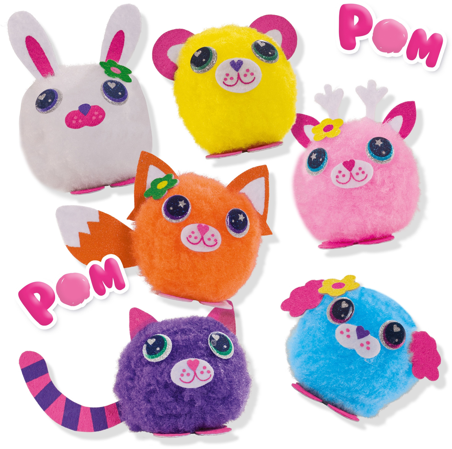 Kolorowy i atrakcyjny design pomponowych zwierzątek
