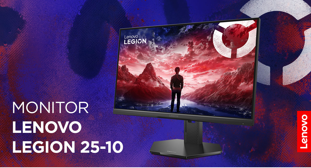 Monitor Lenovo Legion 27Q-10 z wizualizacją gry komputerowej na ekranie