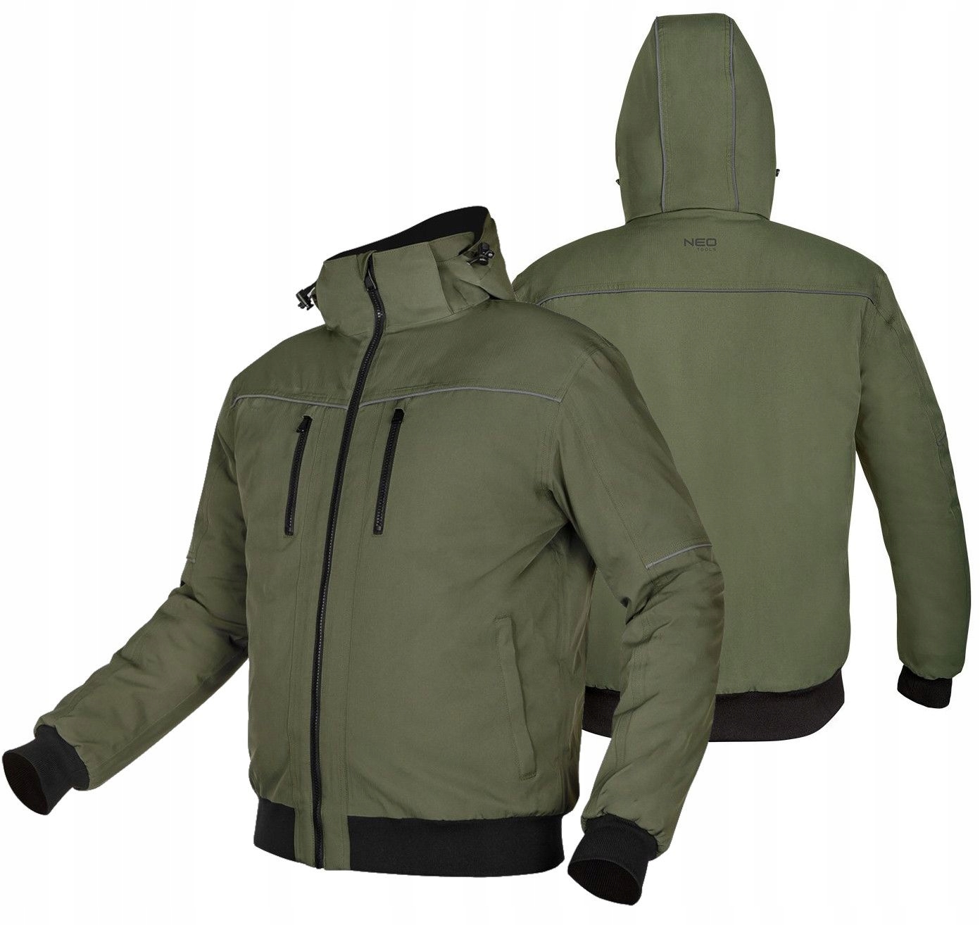 Kurtka ocieplana z kapturem OUTDOOR, zielona, rozmiar XXXL – Idealna na zimowe wyprawy