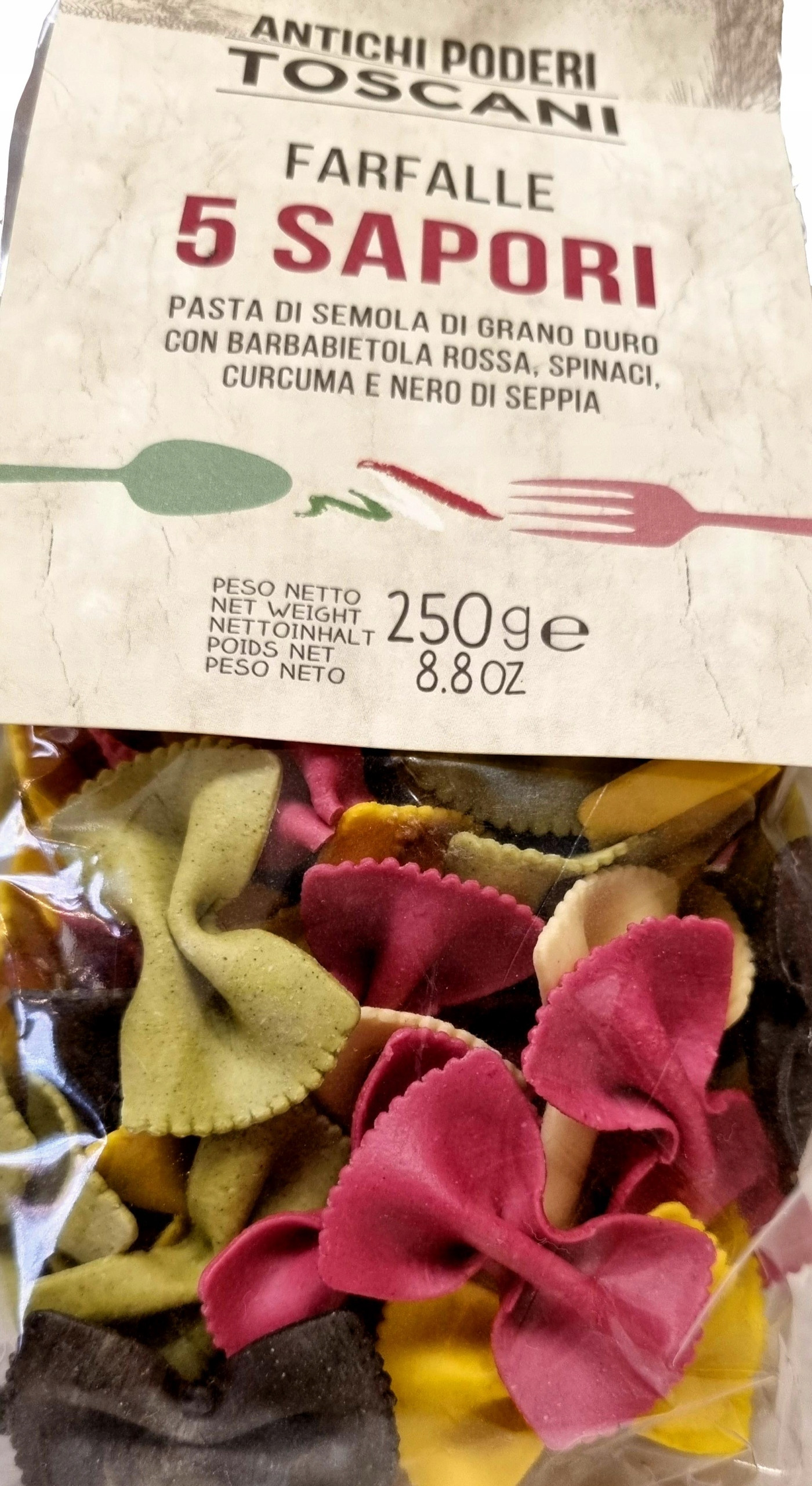 Makaron 5 kolorów kokardki 250g - Antichi Poderi Toscani – Włoska jakość na Twoim stole