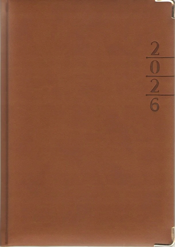 Kalendarz 2026 A5 dzienny Lux złocony brązowy – Elegancki towarzysz Twojego dnia