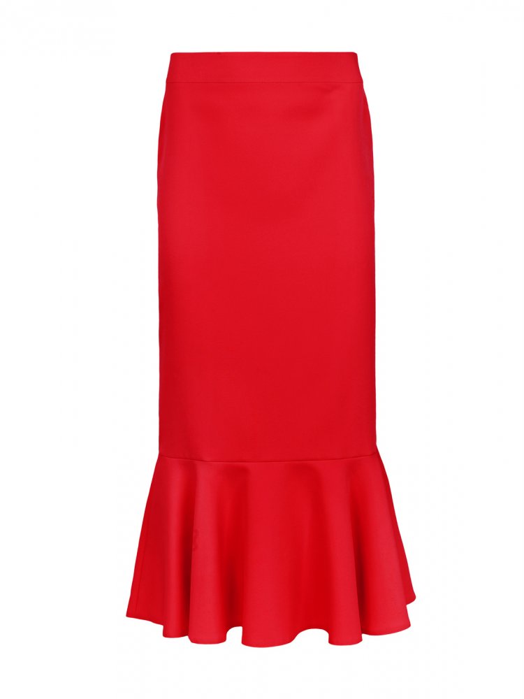 Stylowy fason midi z falbaną