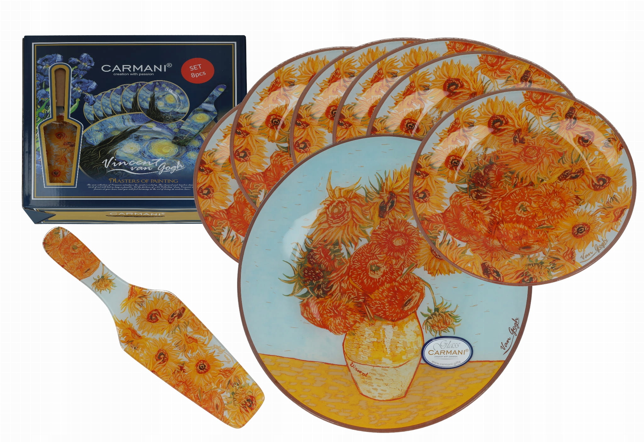 Kpl. patera i 6 talerzyków - V. van Gogh, Słoneczniki (CARMANI) – Elegancja w Twoim domu