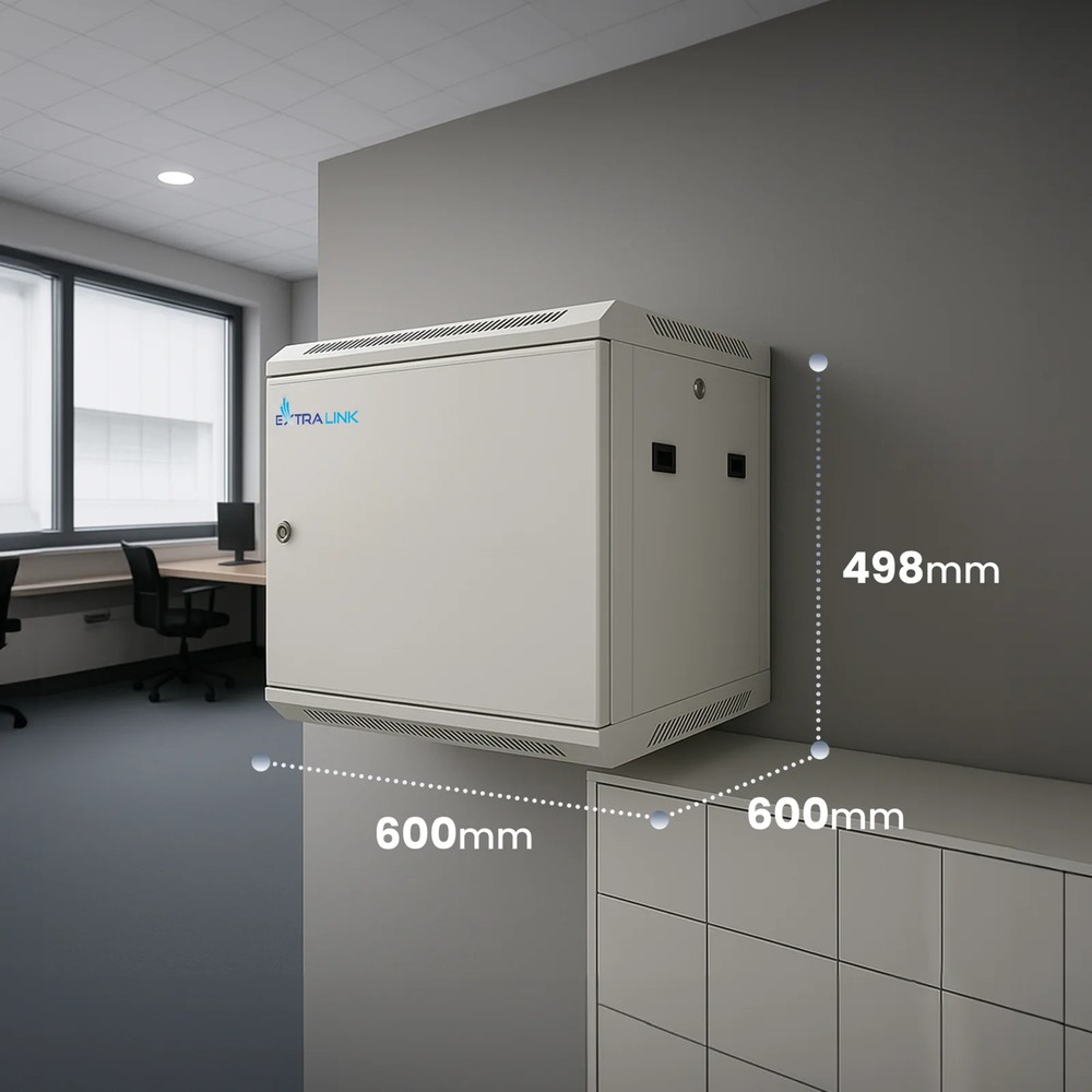 Extralink 9U 600x600 ASP Szara | Szafa rack | montowana na ścianie, drzwi blaszane pełne