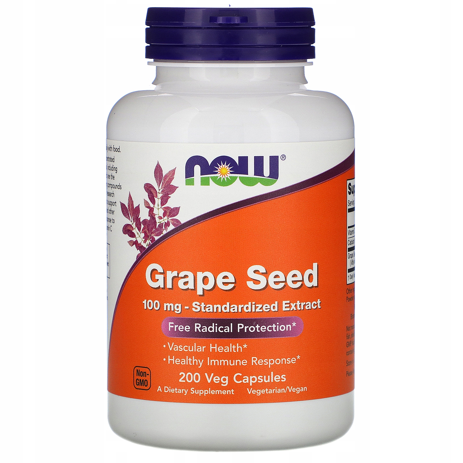 NOW FOODS Grape Seed* – Wyciąg z nasion winogron 100 mg z witaminą C