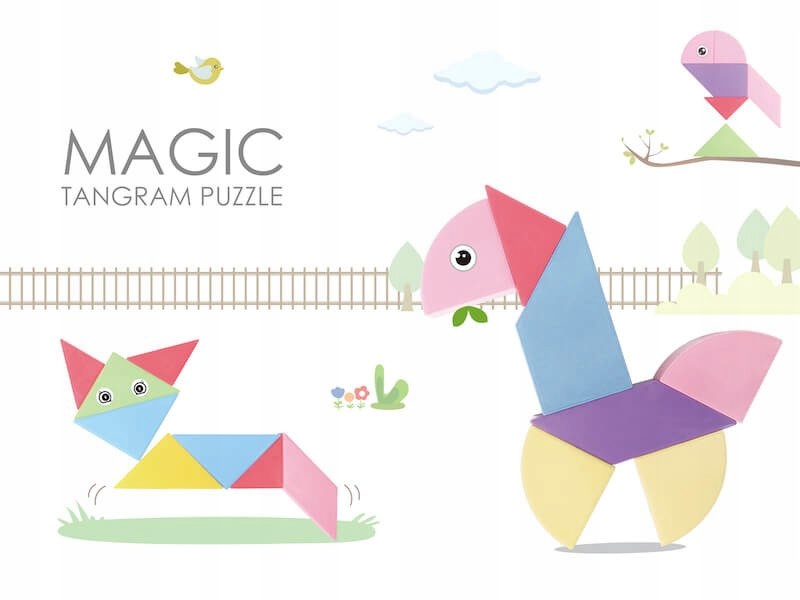 Klocki Magnetyczny Tangram - Magic Tangram 60 el. – Kreatywna zabawa dla dzieci