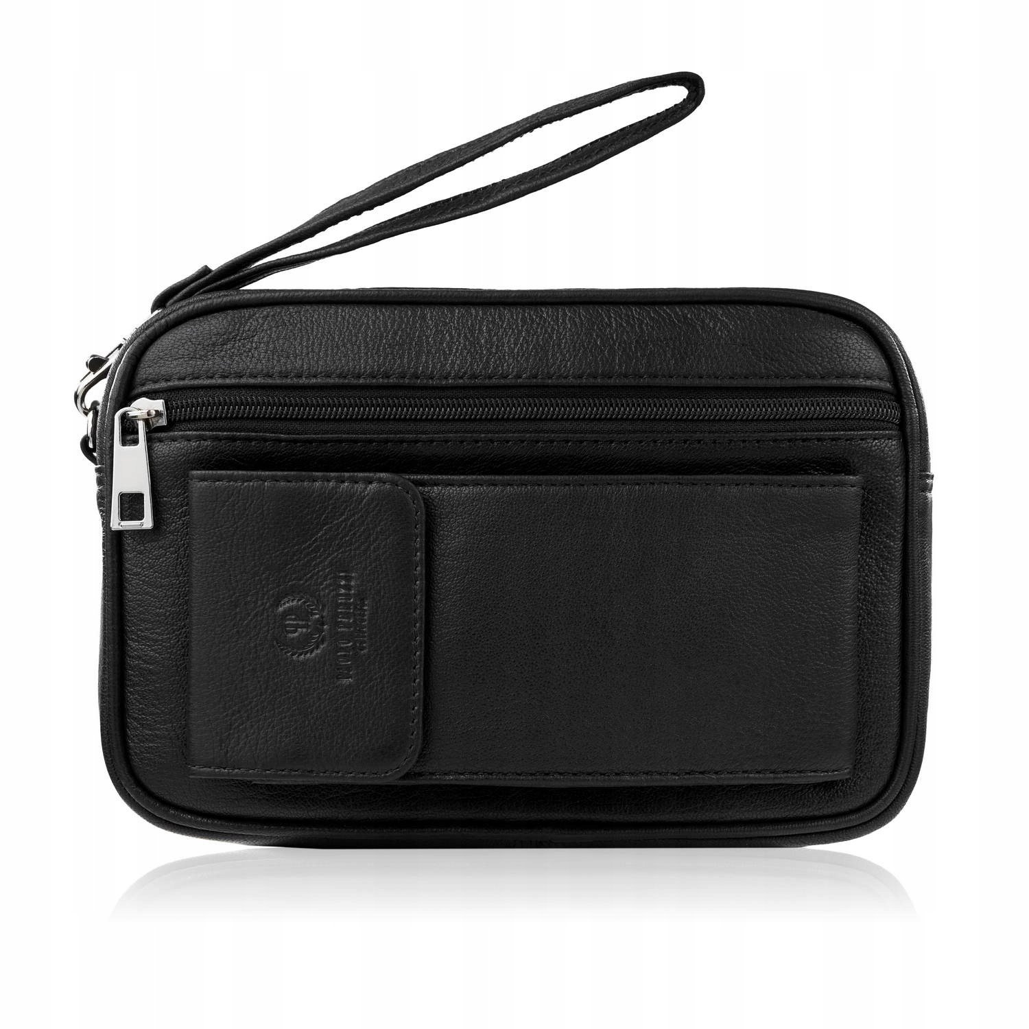 Saszetka męska do ręki skórzana dwukomorowa czarna T-131-BL – elegancja i funkcjonalność