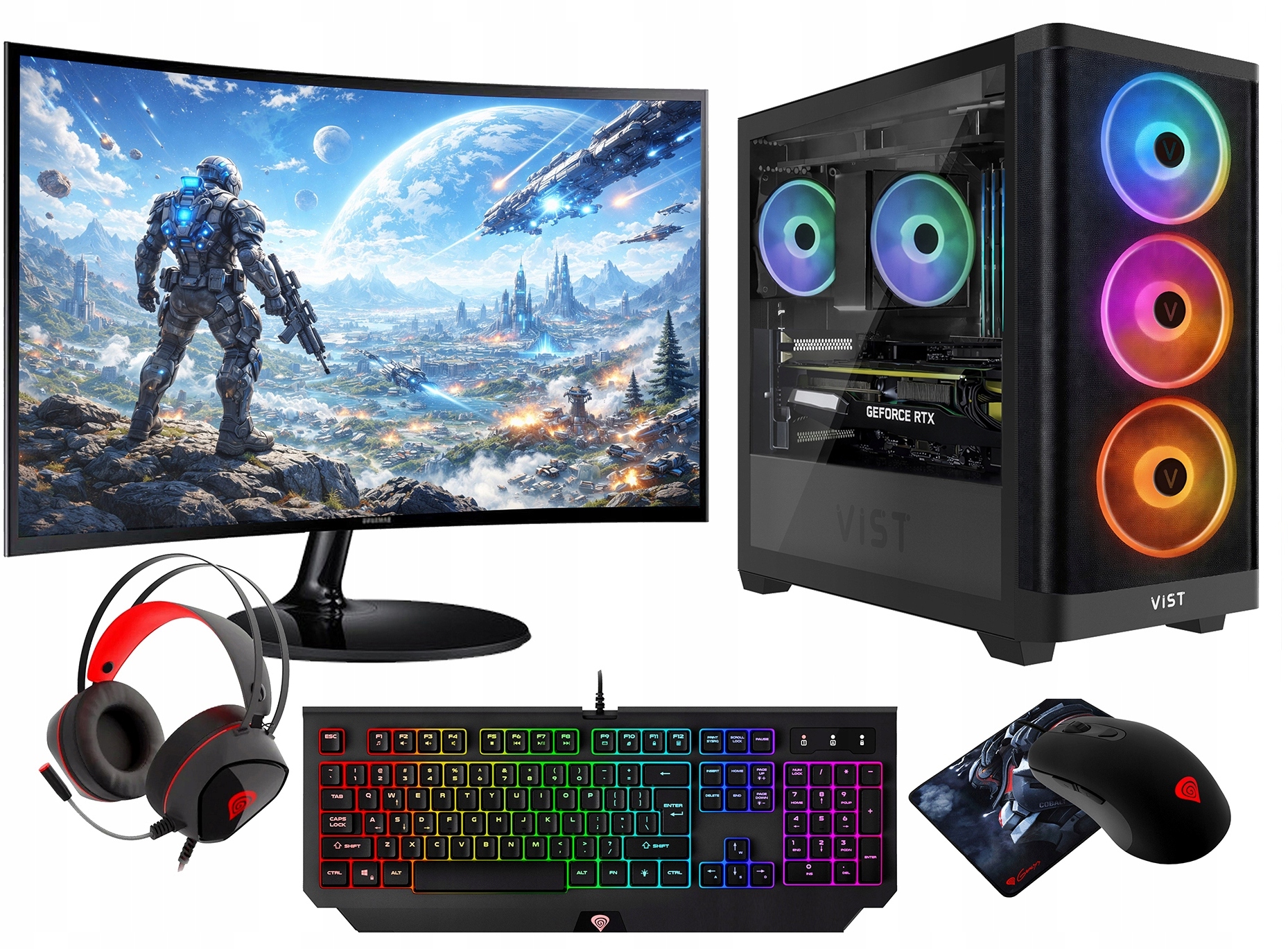ZESTAW GAMINGOWY G3 RGB Ryzen 5 3600 RX 7600 64GB SSD 1TB WIFI W11 LCD 24'' – Idealny wybór dla graczy