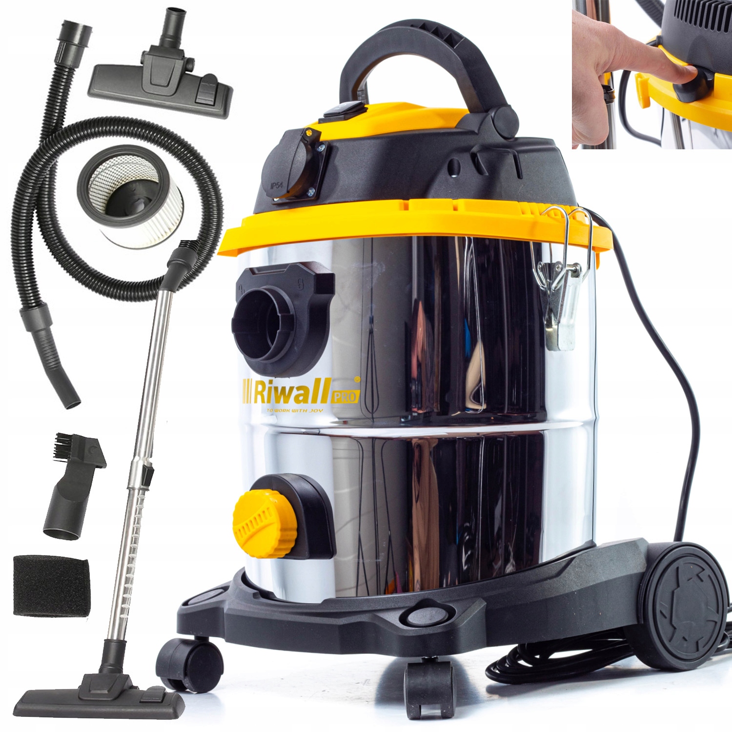 Bezworkowy odkurzacz do gipsu z półautomatycznym otrząsaczem filtra