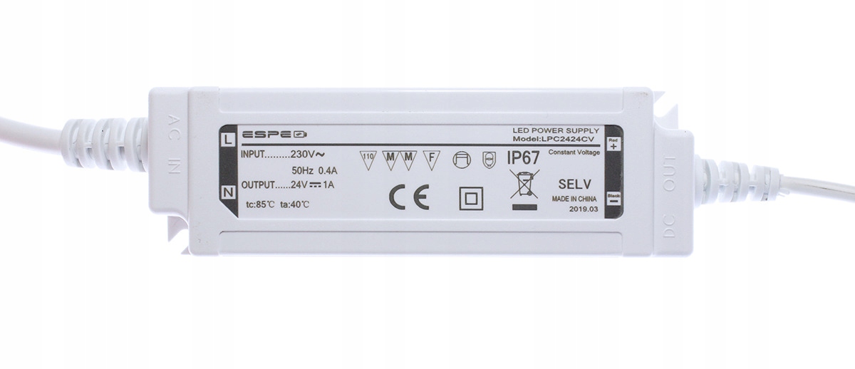 Zasilacz LED 12V 3A 36W IP67 ESPE LPD3612CV – Wydajne zasilanie dla systemów oświetleniowych