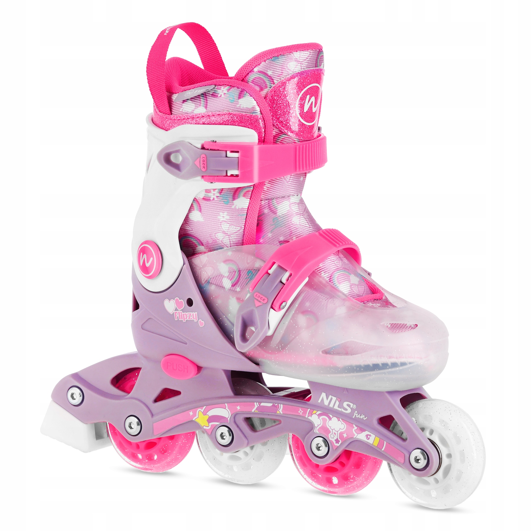 Regulacja rozmiaru – Przycisk „PUSH” dla rosnących stóp