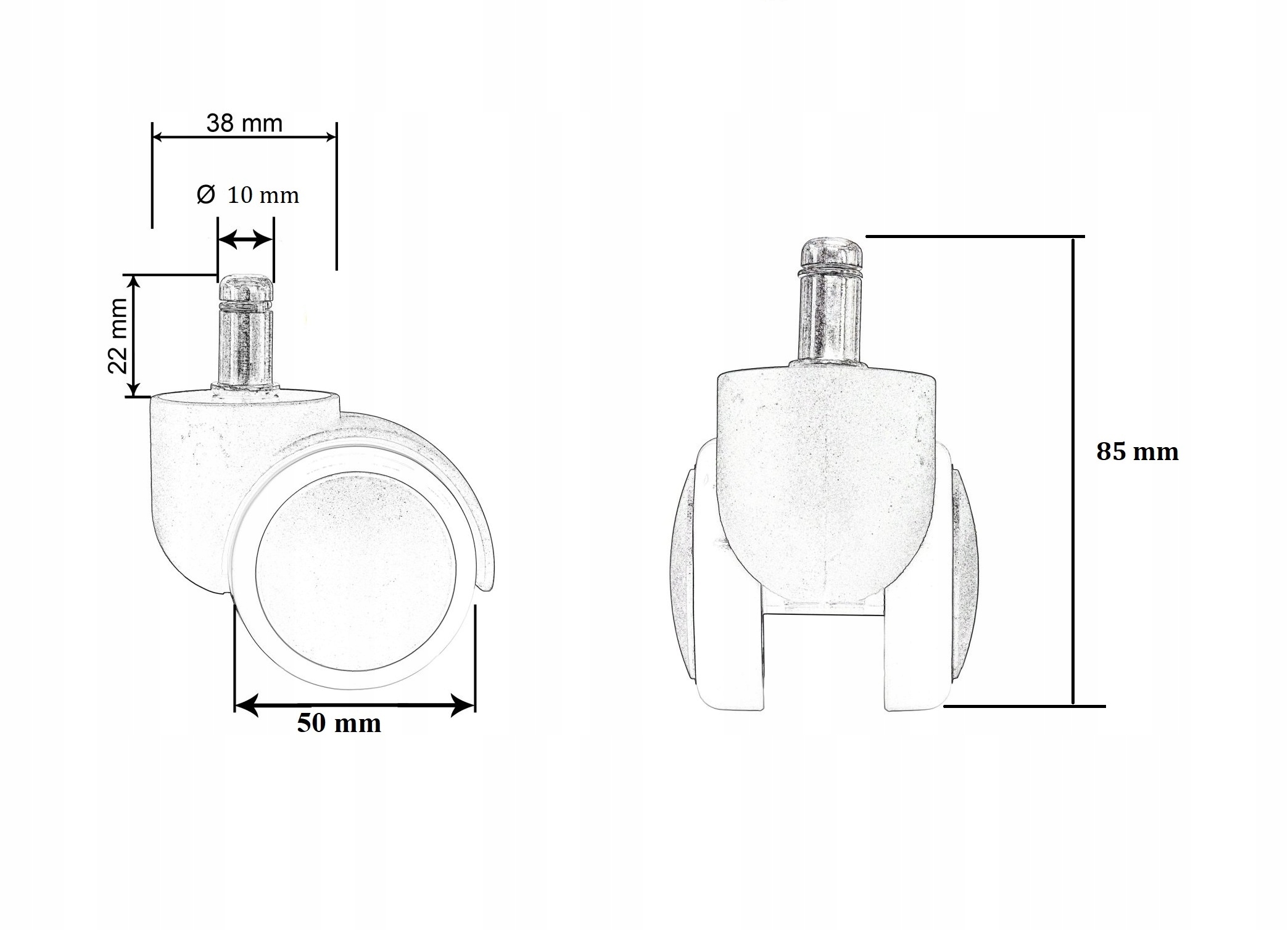 Wymiary i specyfikacja techniczna kółek do fotela IKEA