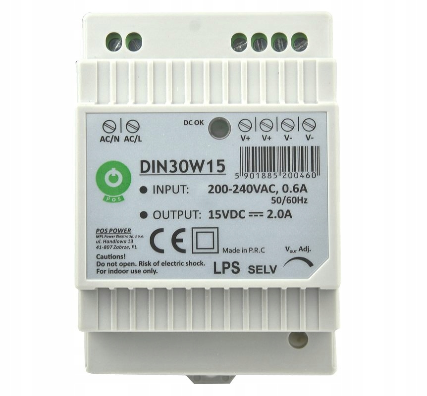 Zasilacz na szynę DIN 30W 15V 2A – Niezawodne zasilanie dla Twoich urządzeń