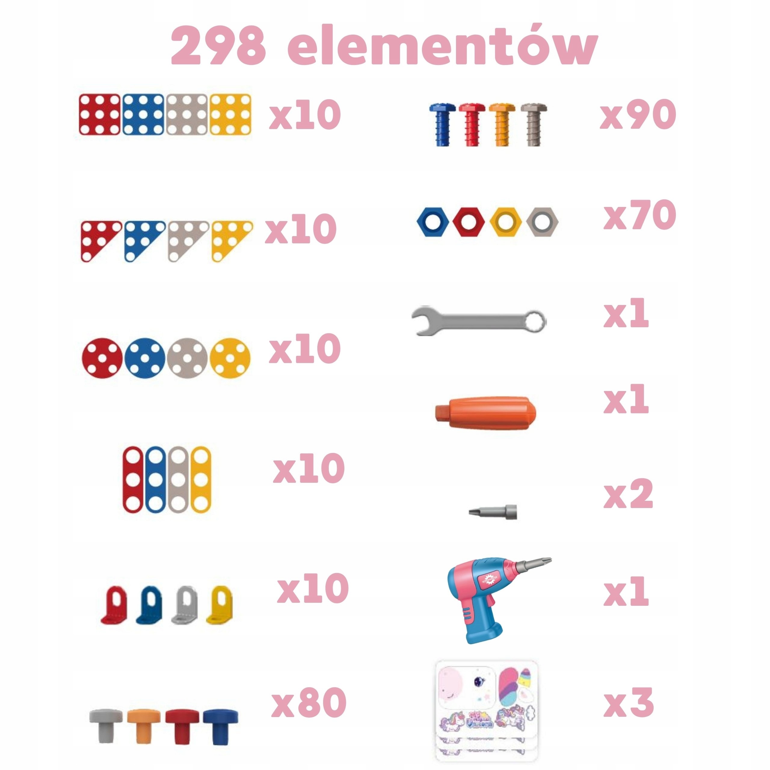Zestaw zawierający 228 elementów do twórczej zabawy