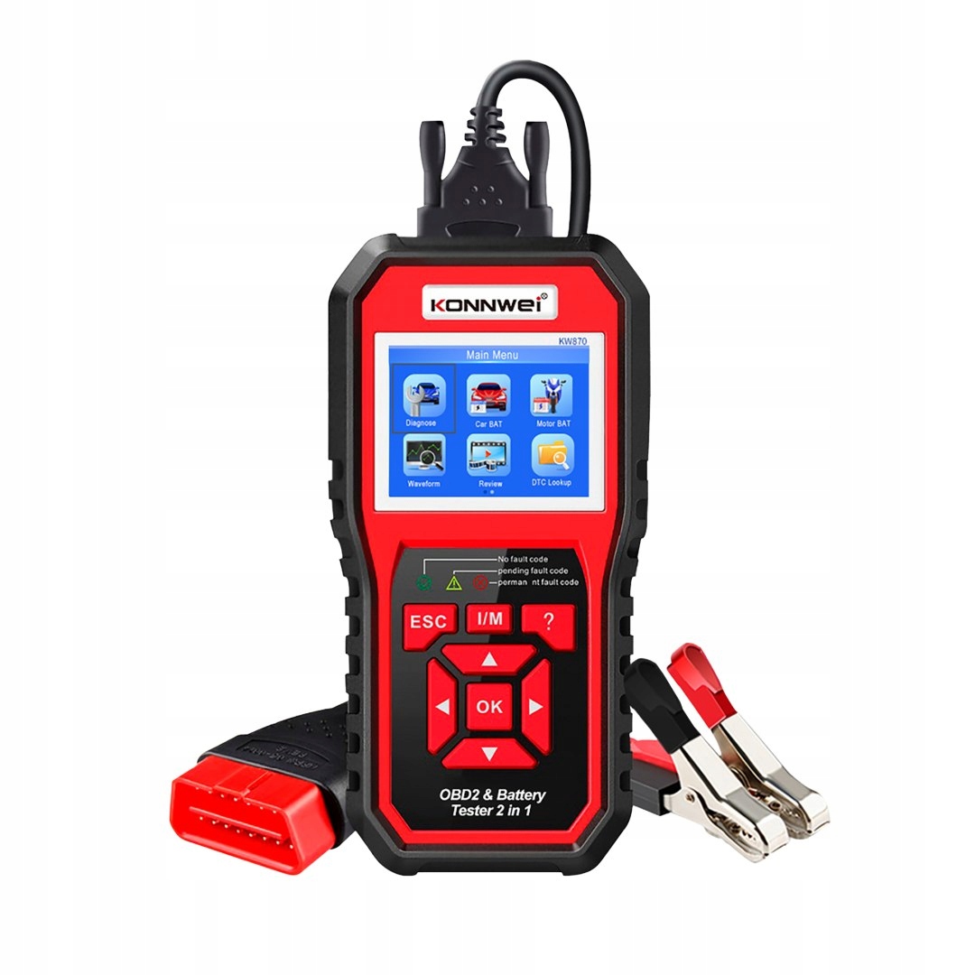 Miernik diagnostyczny KW870 – Skaner OBD2 i tester baterii Konnwei