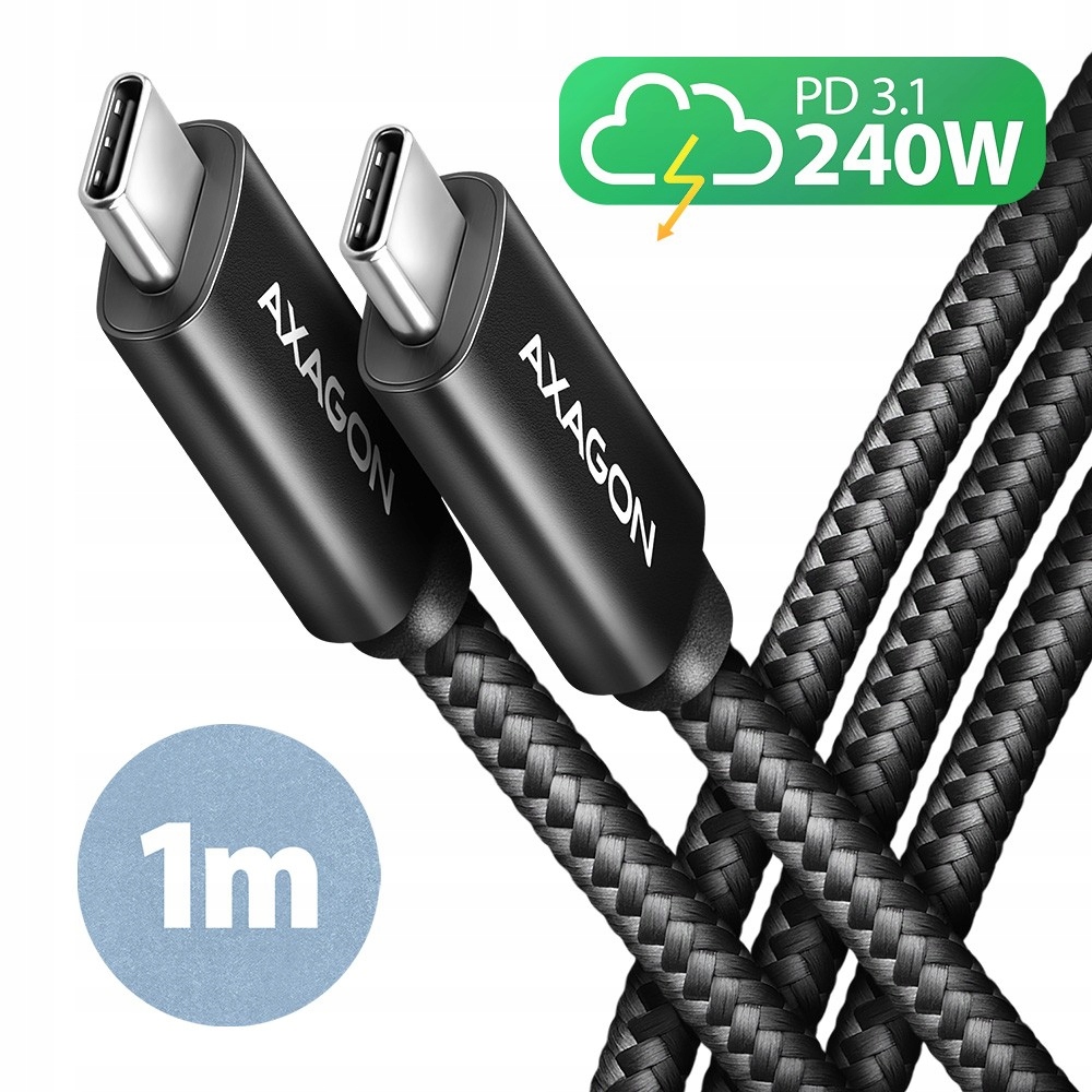 Kabel USB-C - USB-C 1 m AXAGON BUCM2-CM10AB – Wydajność i wszechstronność