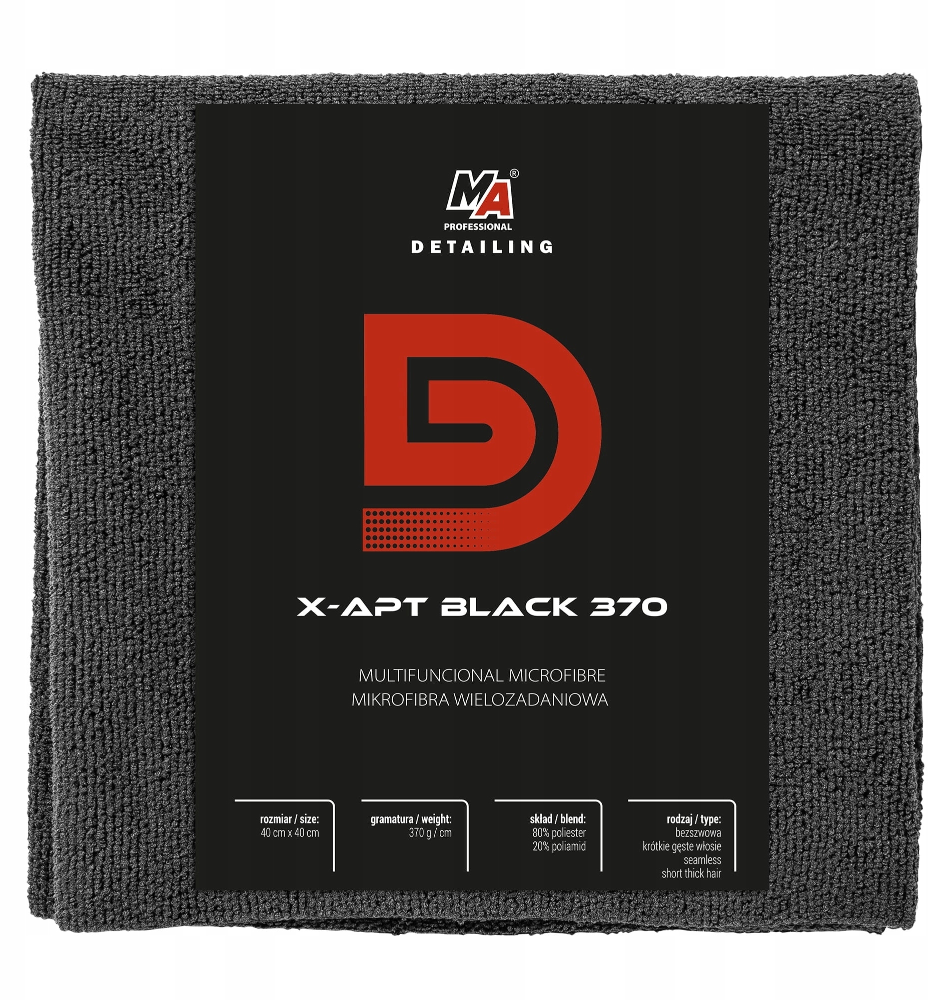 Mikrofibra wielozadaniowa X-APT BLACK 370 – Idealna do detali