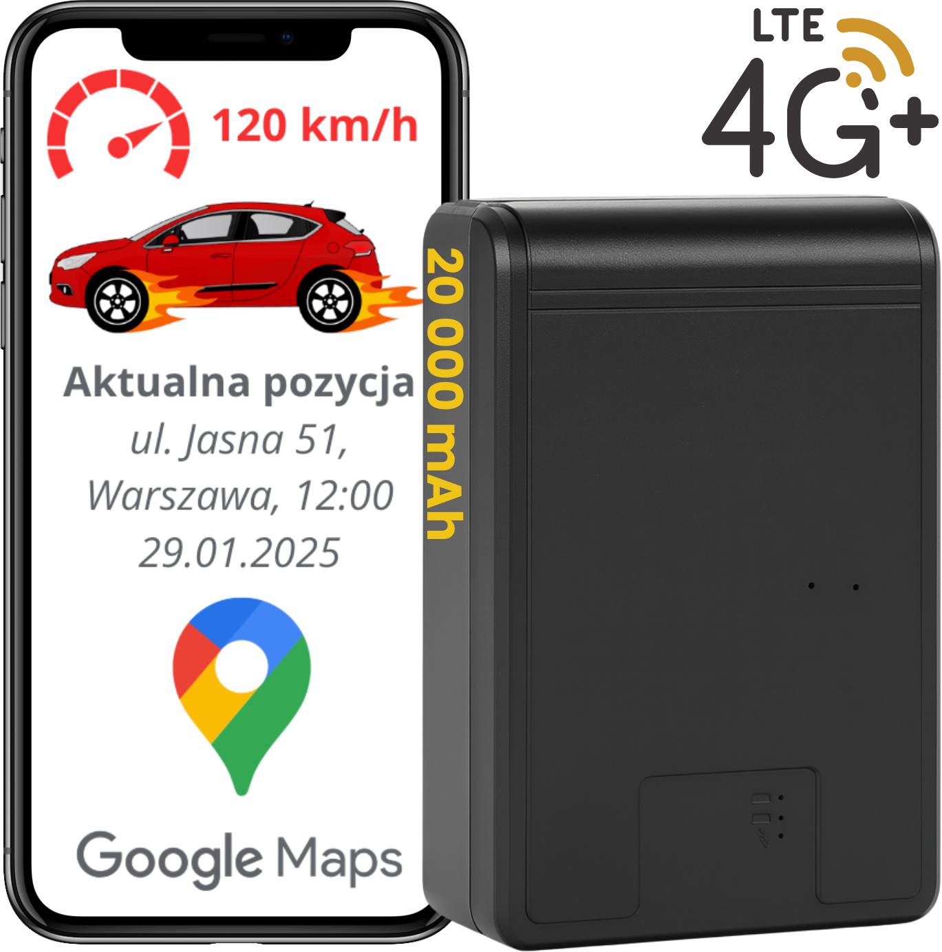 Długotrwała bateria 20 000 mAh – Monitorowanie do 120 dni na jednym ładowaniu