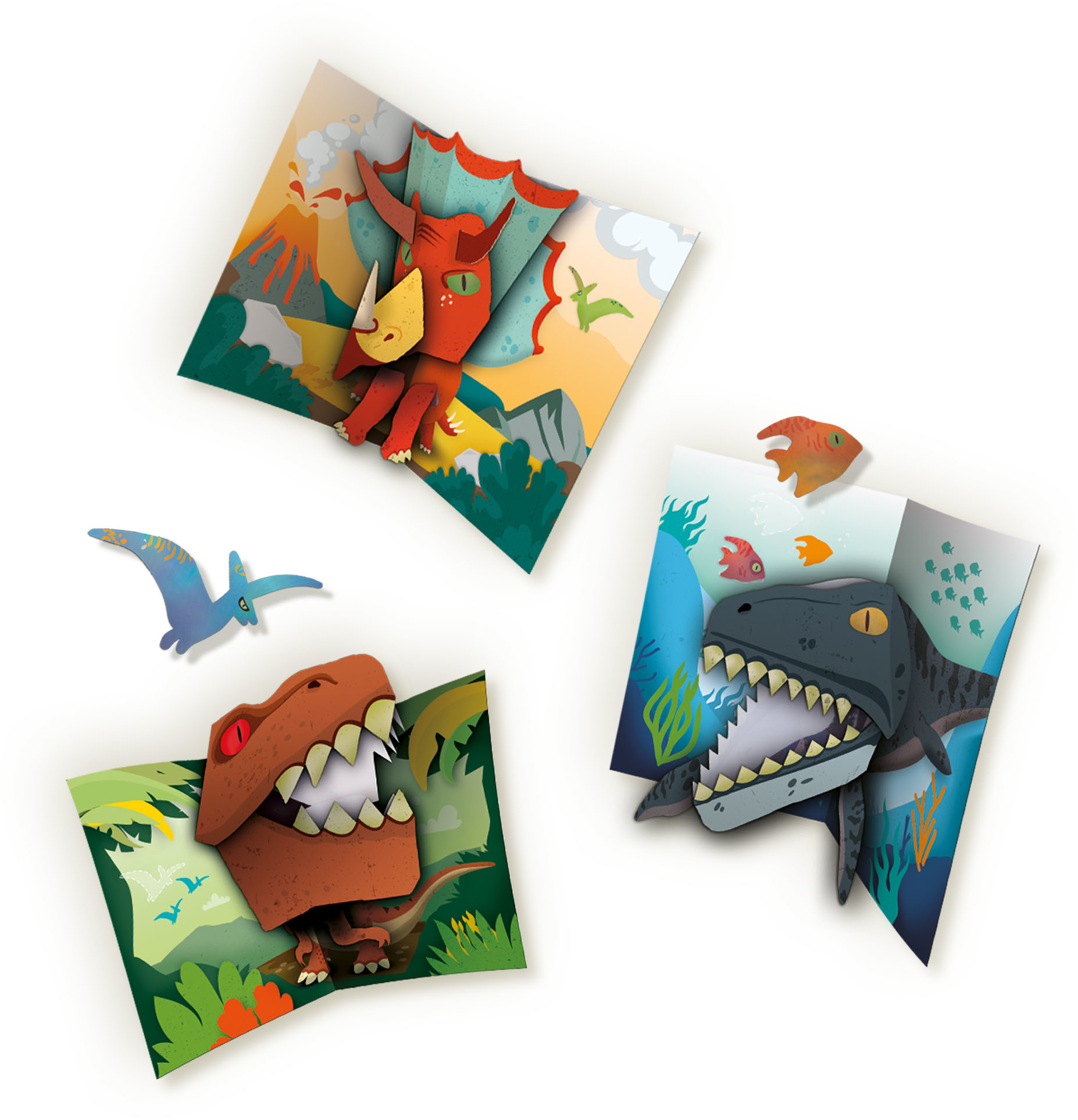 Kreatywne skaczace karty z dinozaurami