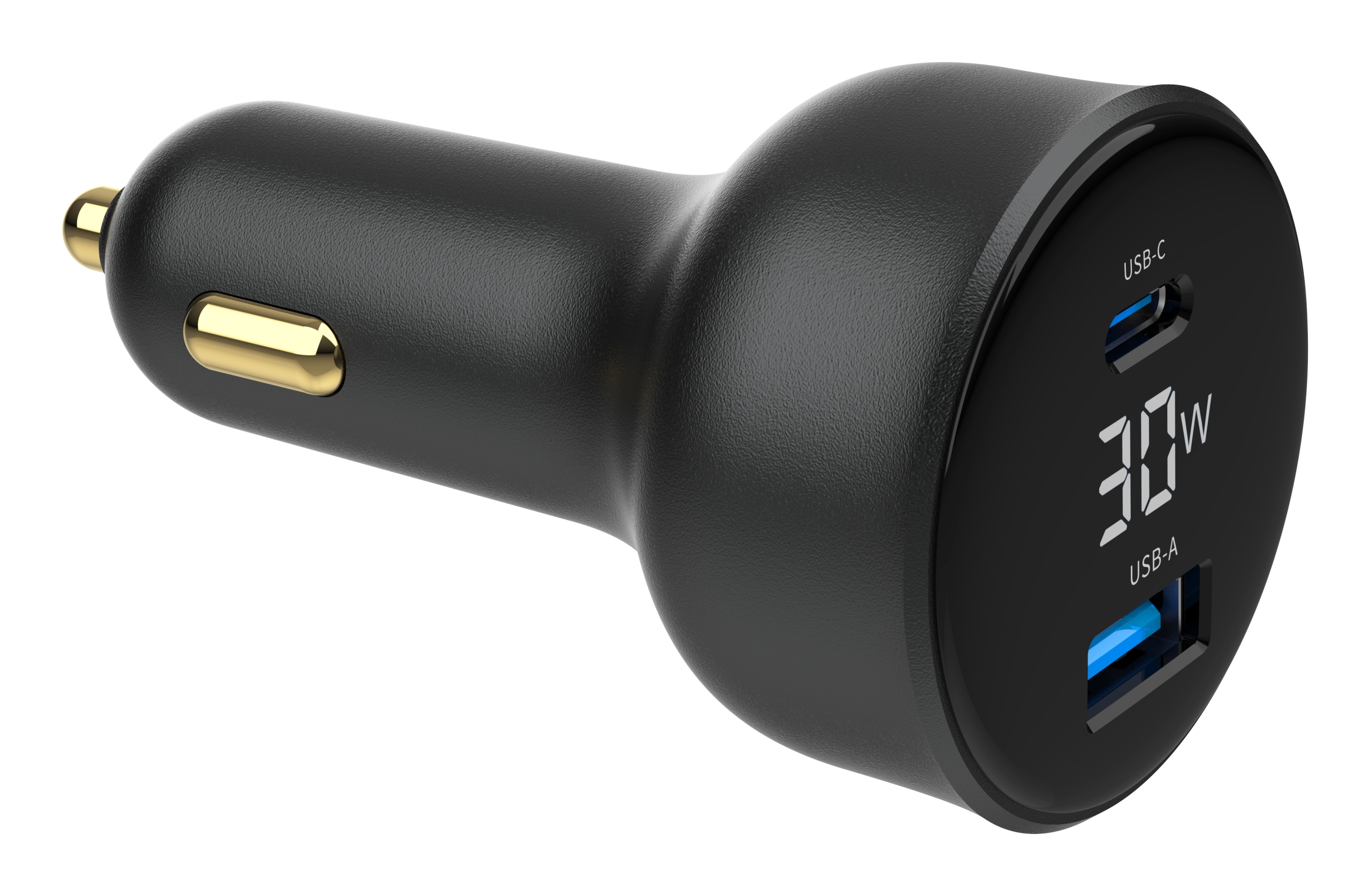 Ładowarka Gembird GEMBIRD Szybka ładowarka samochodowa 2x USB Type-C PD LCD 30 W – Wygodne ładowanie w podróży