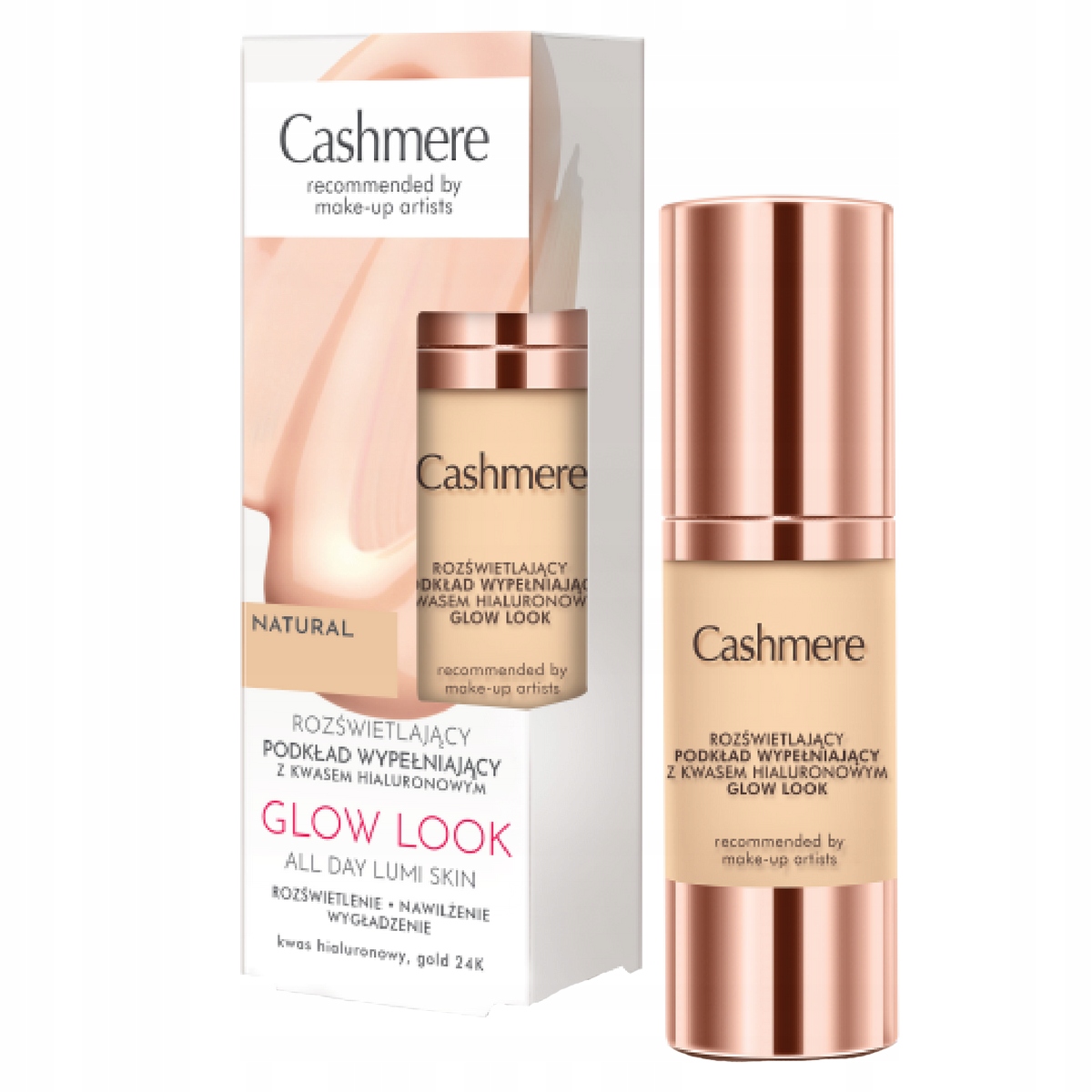 Cashmere Glow Look Rozświetlający Podkład Wypełniający z Kwasem Hialuronowym 30ml Beige – Blask dla Twojej Cery