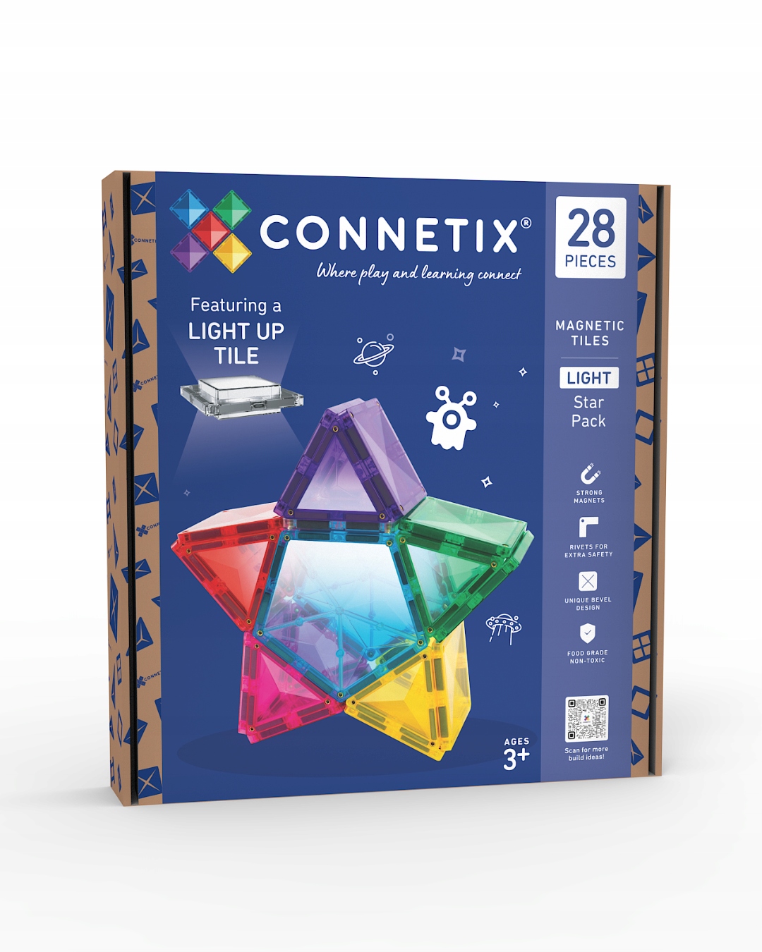 CONNETIX Light Star Pack – Lampka LED z klockami magnetycznymi 28 el. dla dzieci 3+