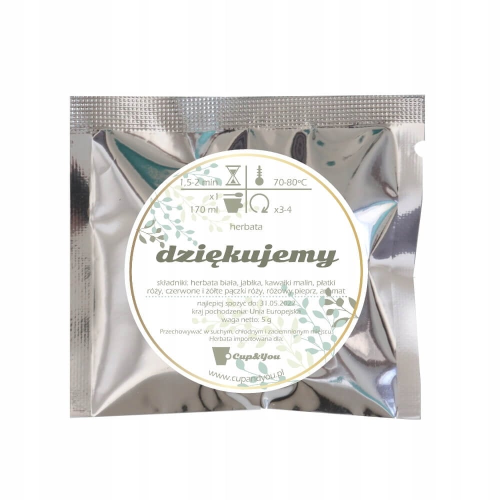 100 saszetek z herbatą DZIĘKUJEMY na ŚLUB WESELE