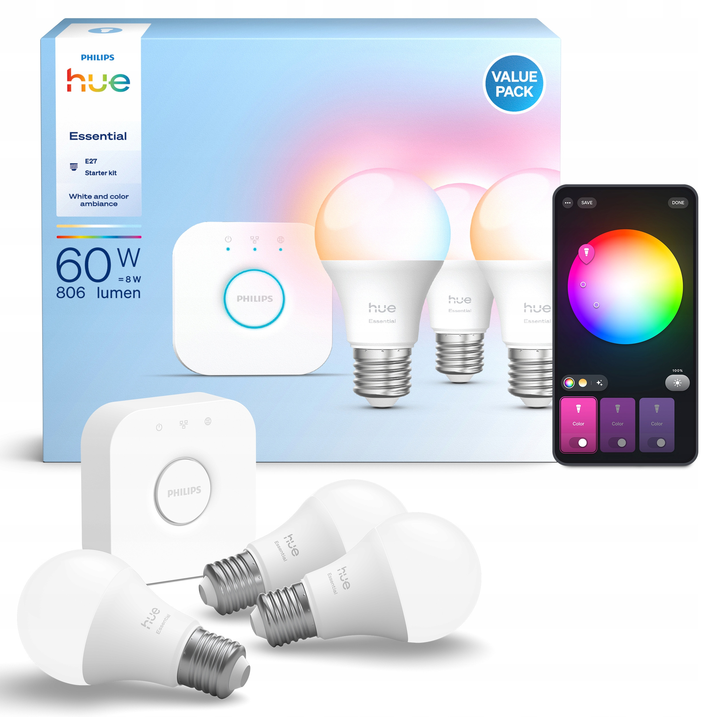 Philips Hue Essential Starter Kit – Inteligentne oświetlenie dla Twojego domu
