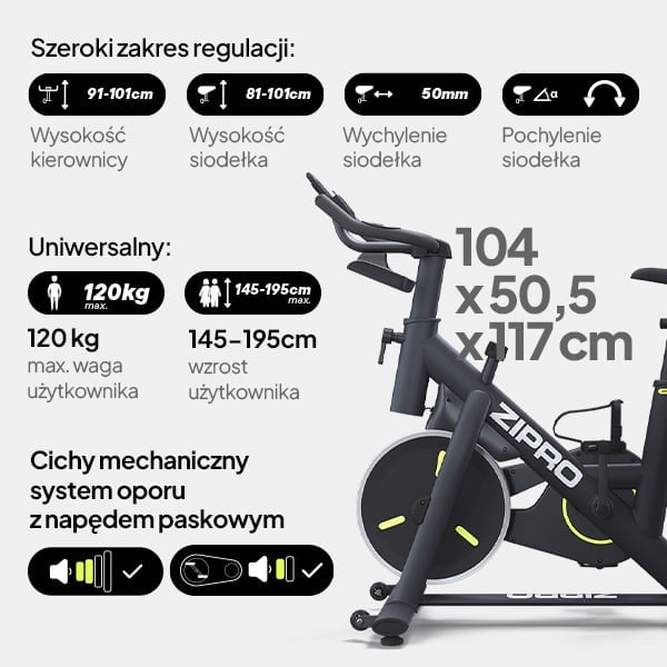 Rower spinningowy ZIPRO Modo -