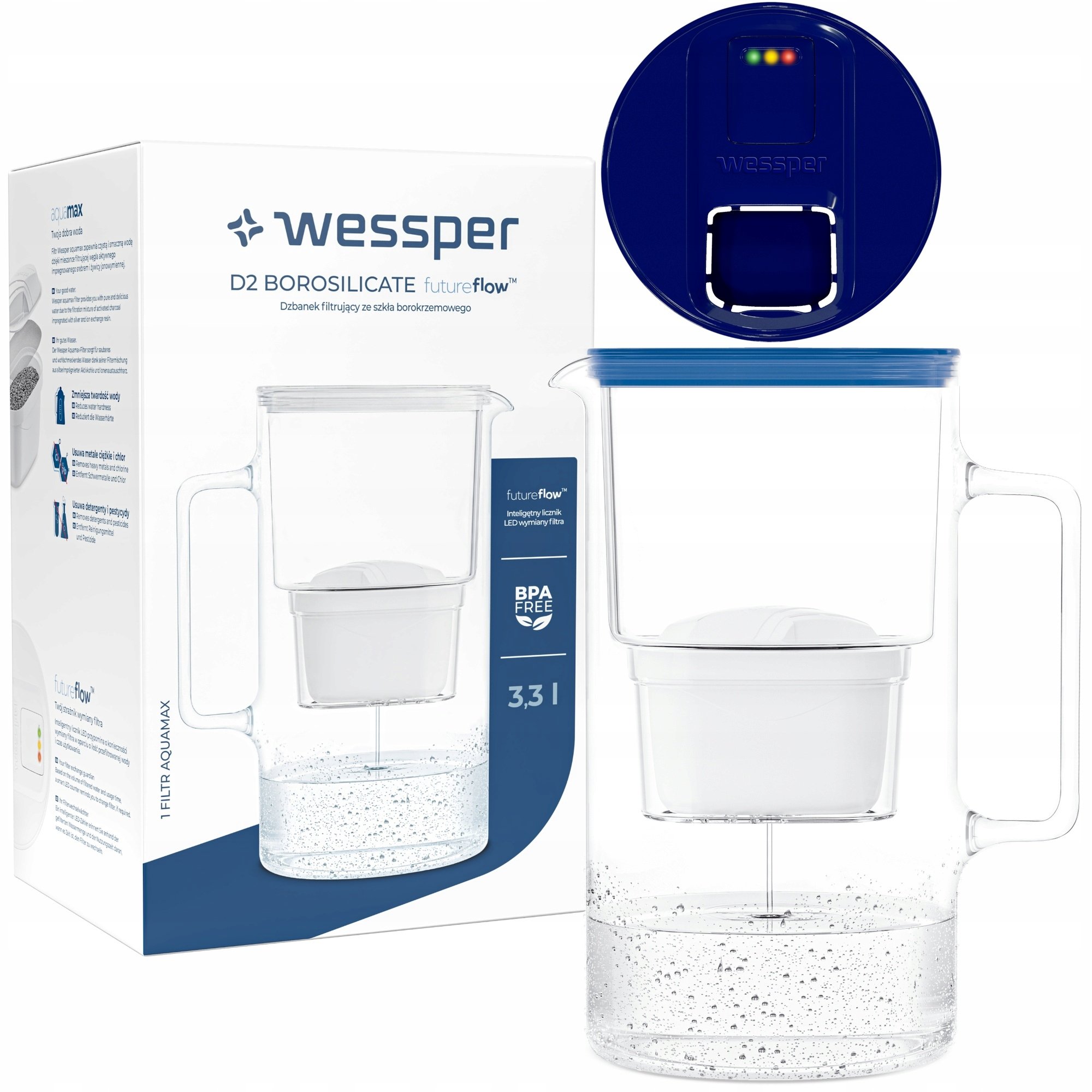 Dzbanek Wessper D2 Borosilicate FutureFlow Aquamax – Elegancja i funkcjonalność w Twojej kuchni