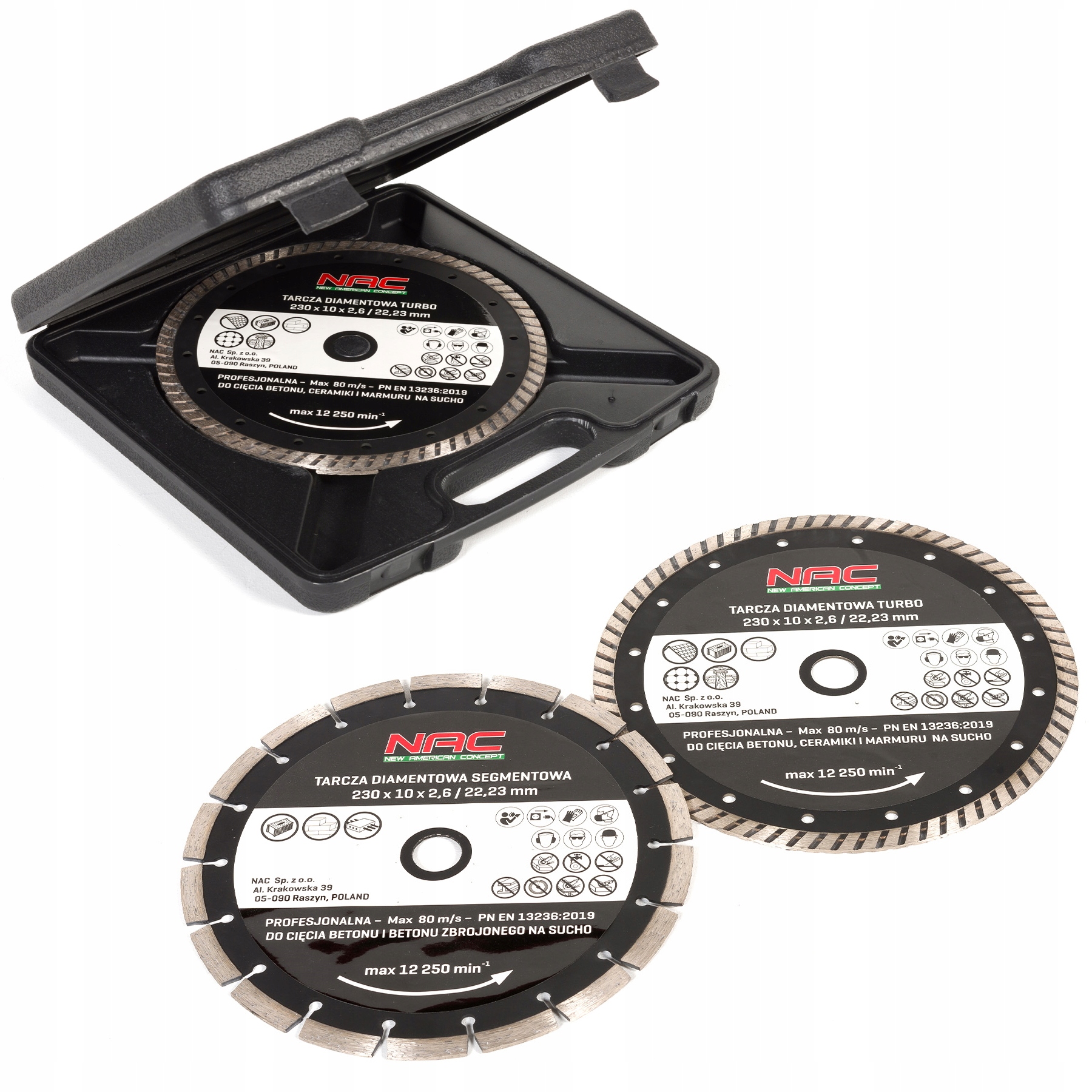 Zestaw 2 profesjonalnych tarcz diamentowych do cięcia na sucho