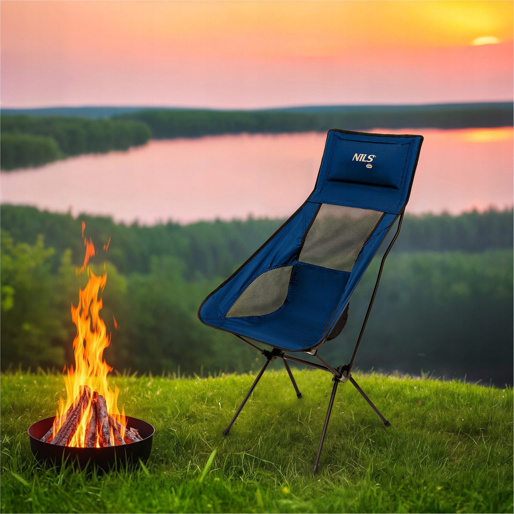 Krzesło składane ultralight NC3322 granatowe Nils Camp – idealne na każdą okazję
