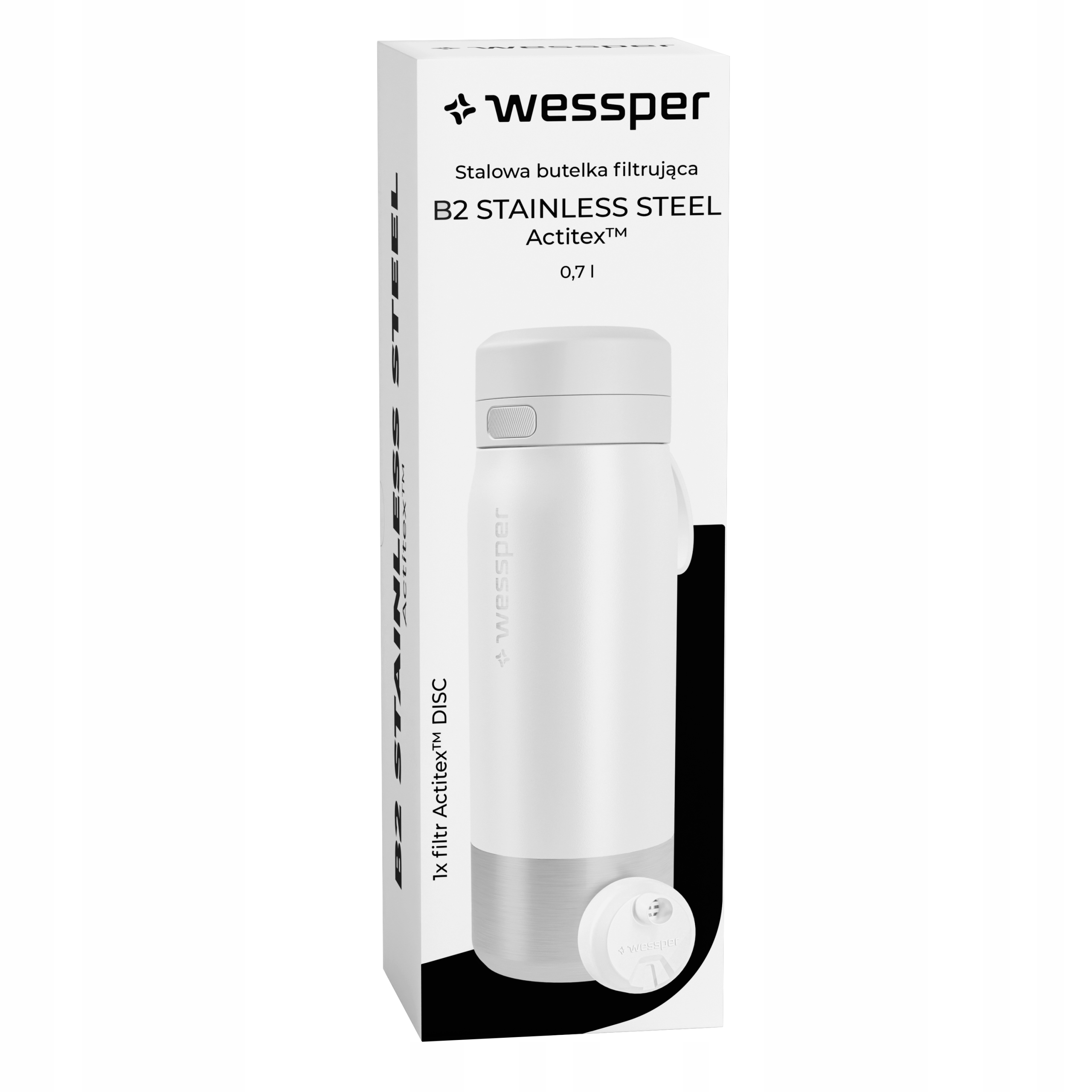 Butelka filtrująca Wessper B2 STAINLESS STEEL Actitex™ 700ml – Czysta woda zawsze pod ręką