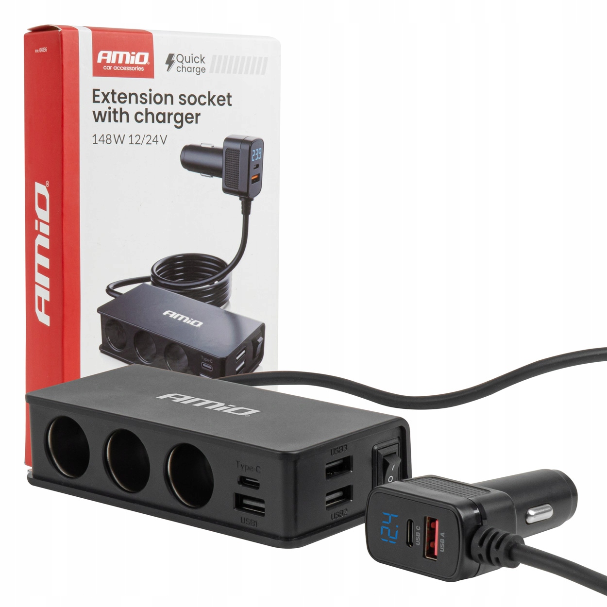 Rozdzielacz gniazda zapalniczki z ładowarką 3xUSB-A USB-C QC 3.0 PD 3.0 148W – Wygodne ładowanie w podróży