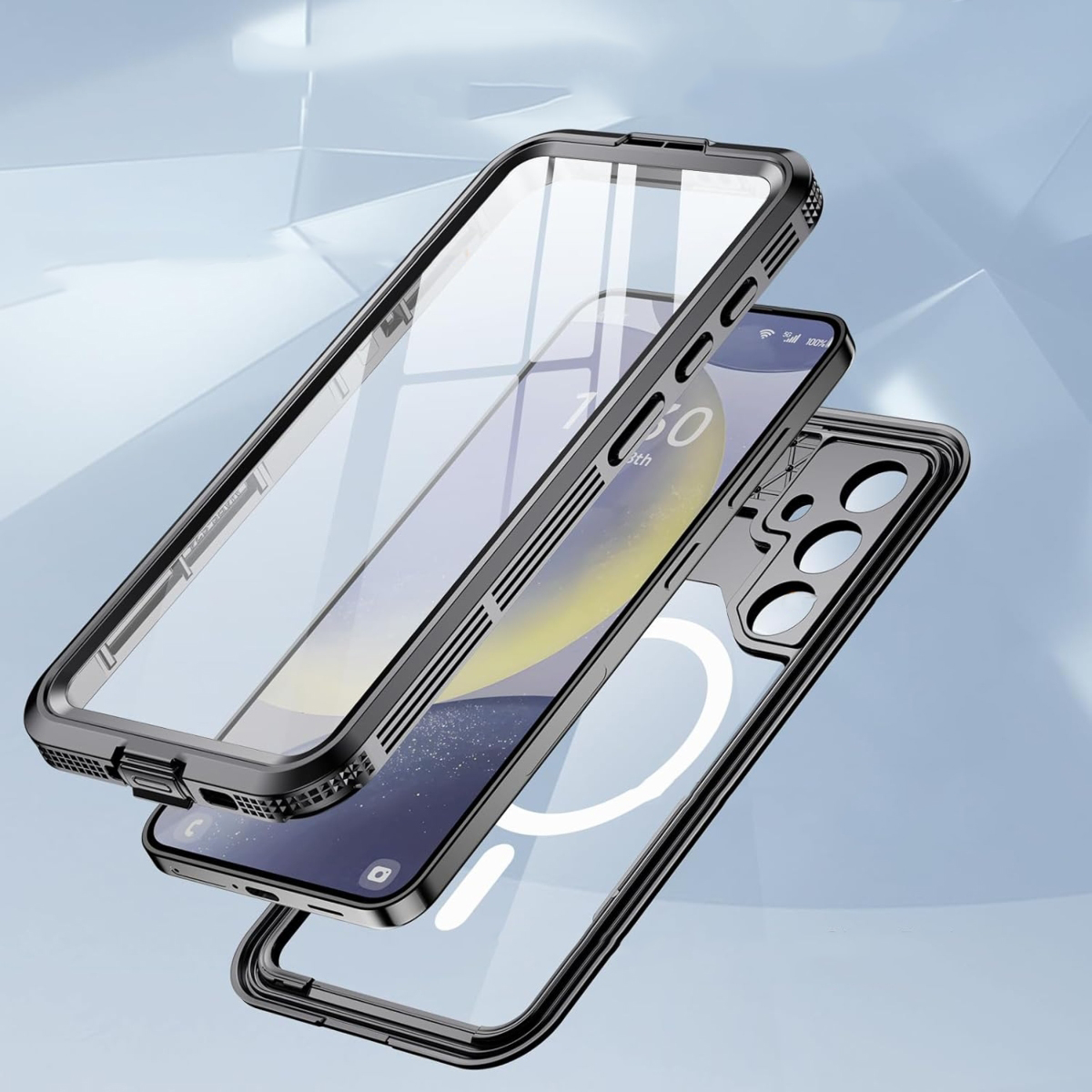 Przezroczysty Design z Elegancką Czarną Ramką