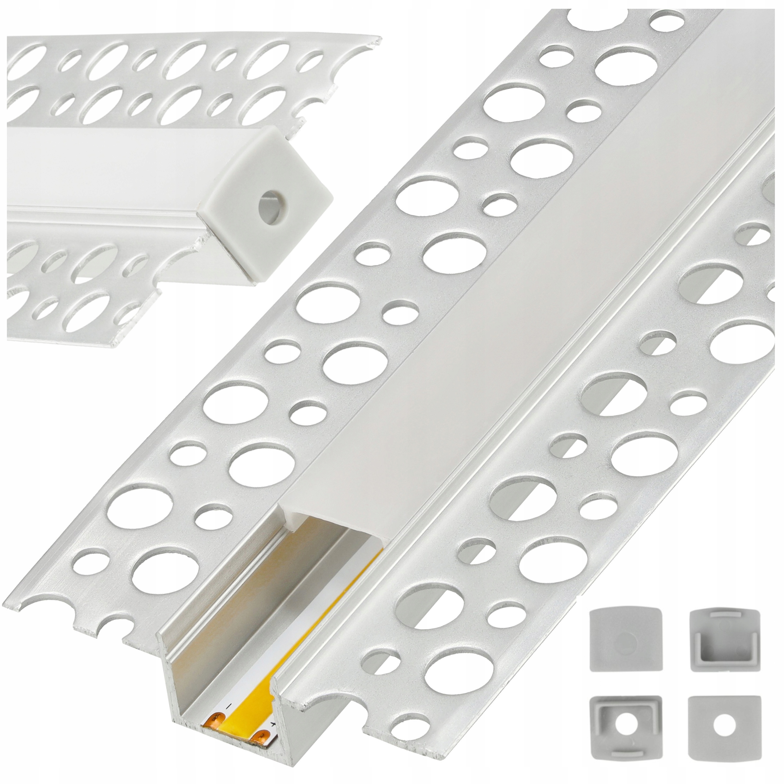 Profil GP02 podtynkowy anodowany + klosz mleczny 2m – Idealne rozwiązanie do oświetlenia LED