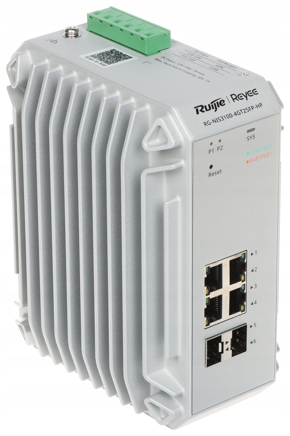 Ruijie Reyee RG-NIS3100-4GT2SFP-HP – Przemysłowy switch zarządzalny z funkcją PoE