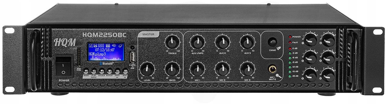 WZMACNIACZ HQM2250BC RADIO FM/MP3/BLUETOOTH 250W – Idealne rozwiązanie do nagłośnienia