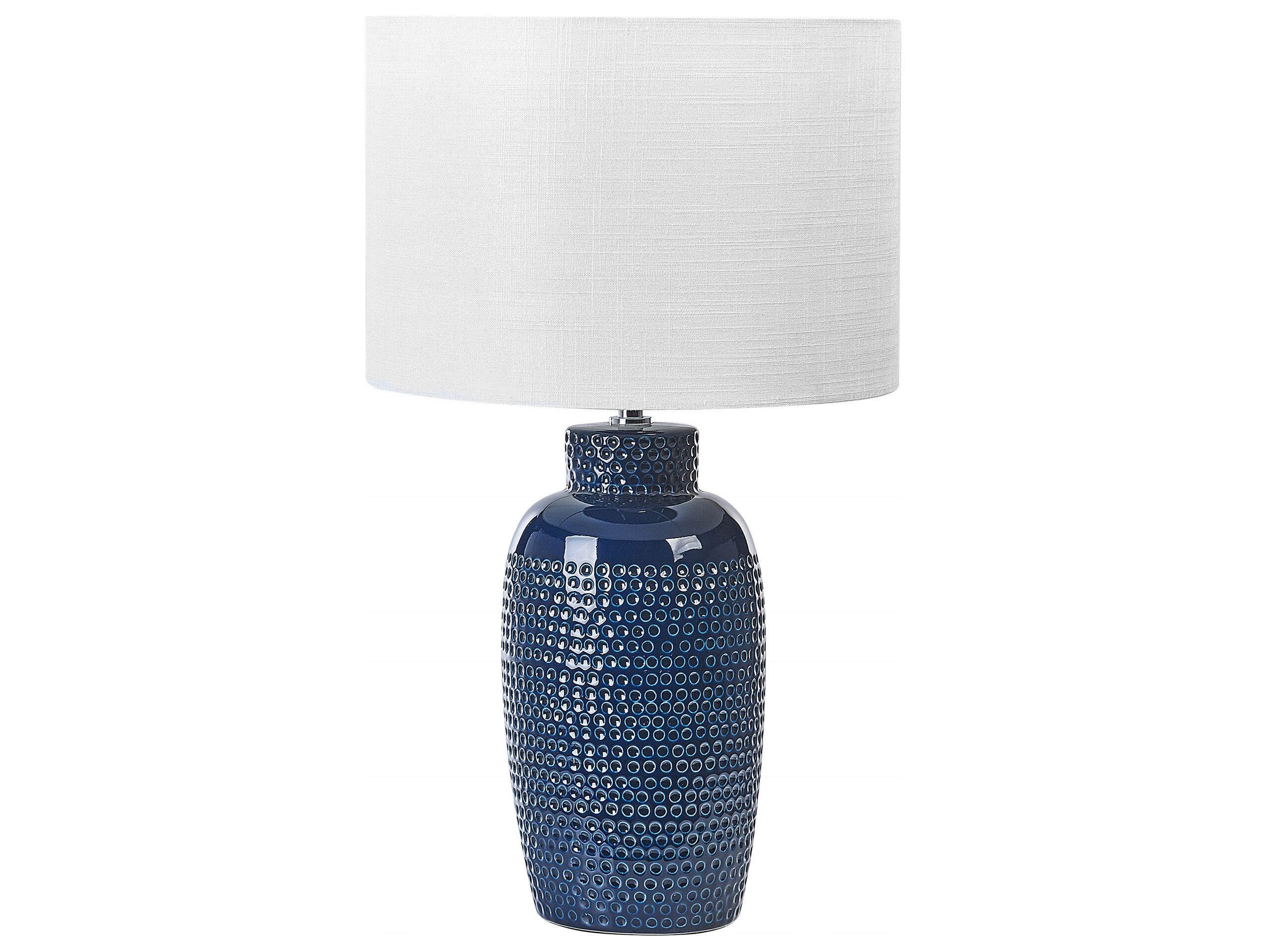 Lampa stołowa ceramiczna niebieska PERLIS – Elegancki dodatek do Twojego wnętrza