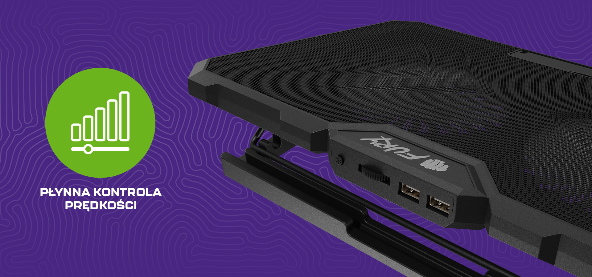 Podkładka chłodząca do laptopa z dwoma wentylatorami, regulacją prędkości i oświetleniem RGB