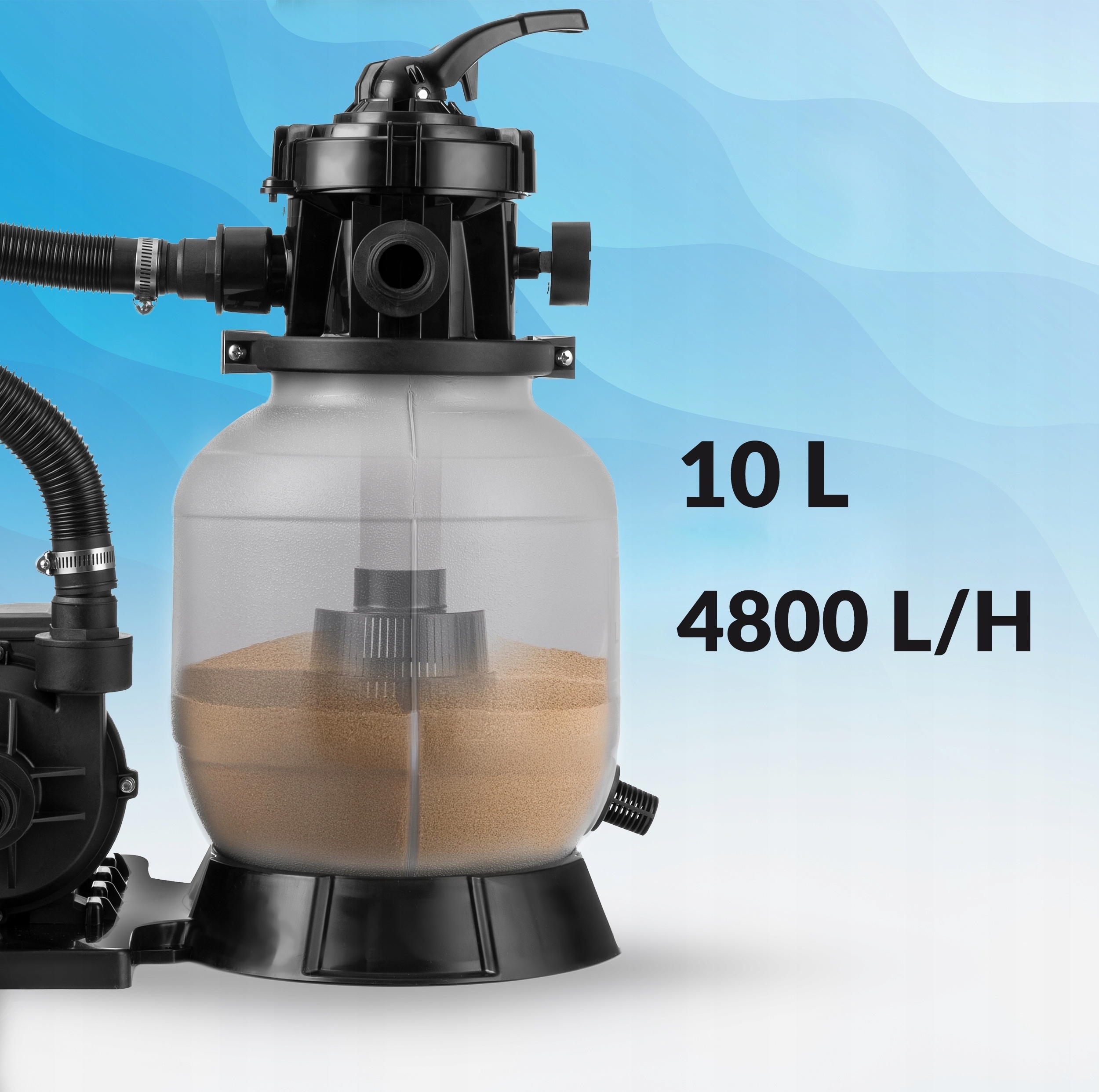 POMPA FILTRUJĄCA DO BASENU PIASKOWA 25000L WYDAJNA NA PIASEK KULKI 8000 L/H Marka Lehmann