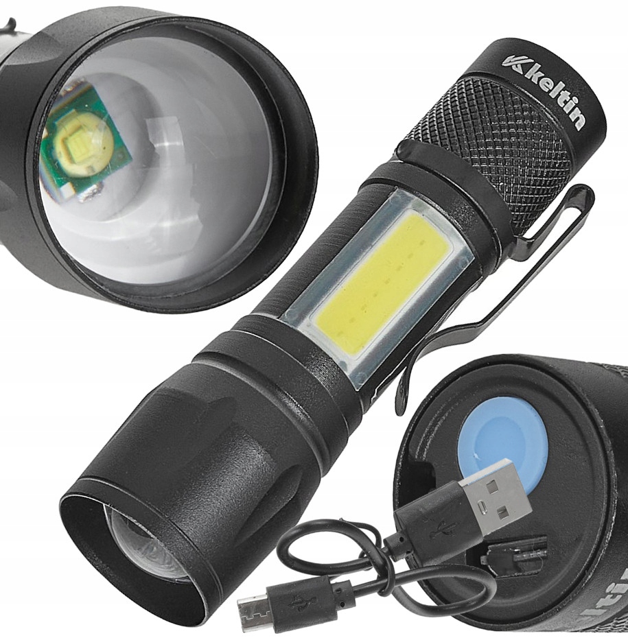 Latarka mini – taktyczna LED COB 10W 500mAh 500lm IPX5 – idealne źródło światła