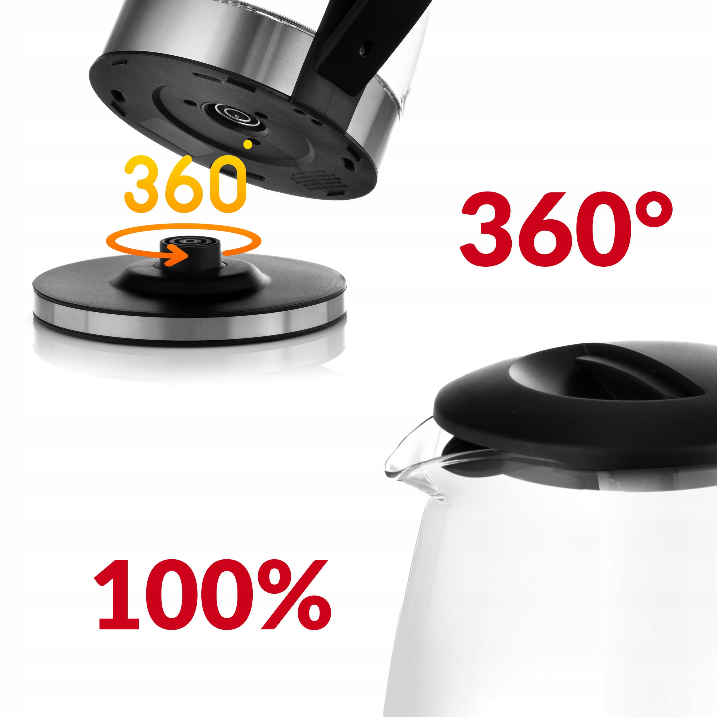 CZAJNIK ELEKTRYCZNY SZKLANY BEZPRZEWODOWY PODŚWIETLANY Z LED 2L MOCNY 2200W Grzałka płytowa