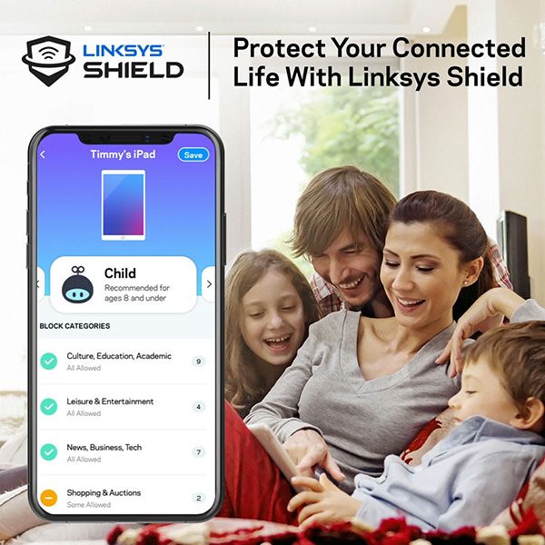 Protect your family against online security risks Linksys Shield