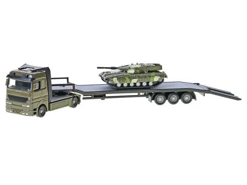 Metalowy transporter z opancerzonymi pojazdami