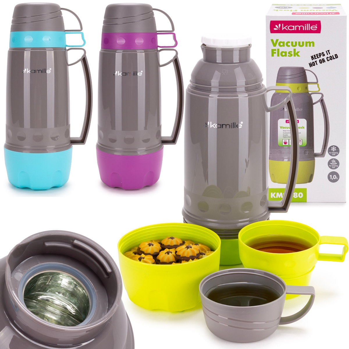 Termos z wkładem szklanym 1 L Kamille KM2080 – Idealny towarzysz podróży