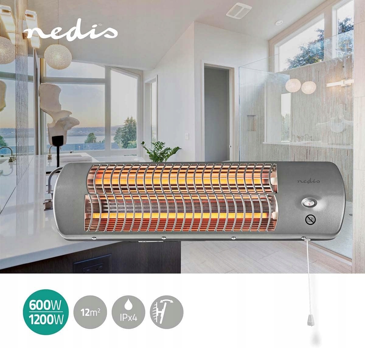 Wydajność grzewcza 1200 W – Idealny do pomieszczeń do 12 m²