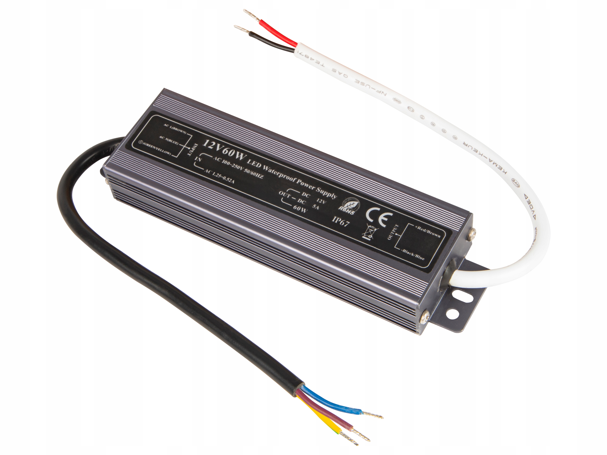 Zasilacz do systemów LED 12V 5A 60W IP67 – Idealne rozwiązanie do oświetlenia